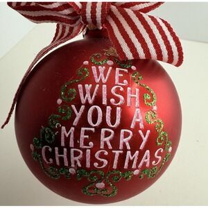 Christopher Radko We Wish You A Merry Christmas Glass Ornament Stenciled